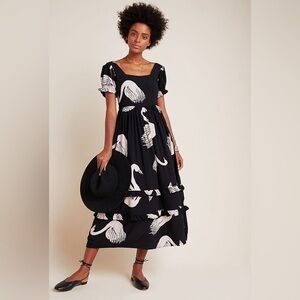 Anthropologie The Odell’s Swam Black and White Maxi Dress size medium